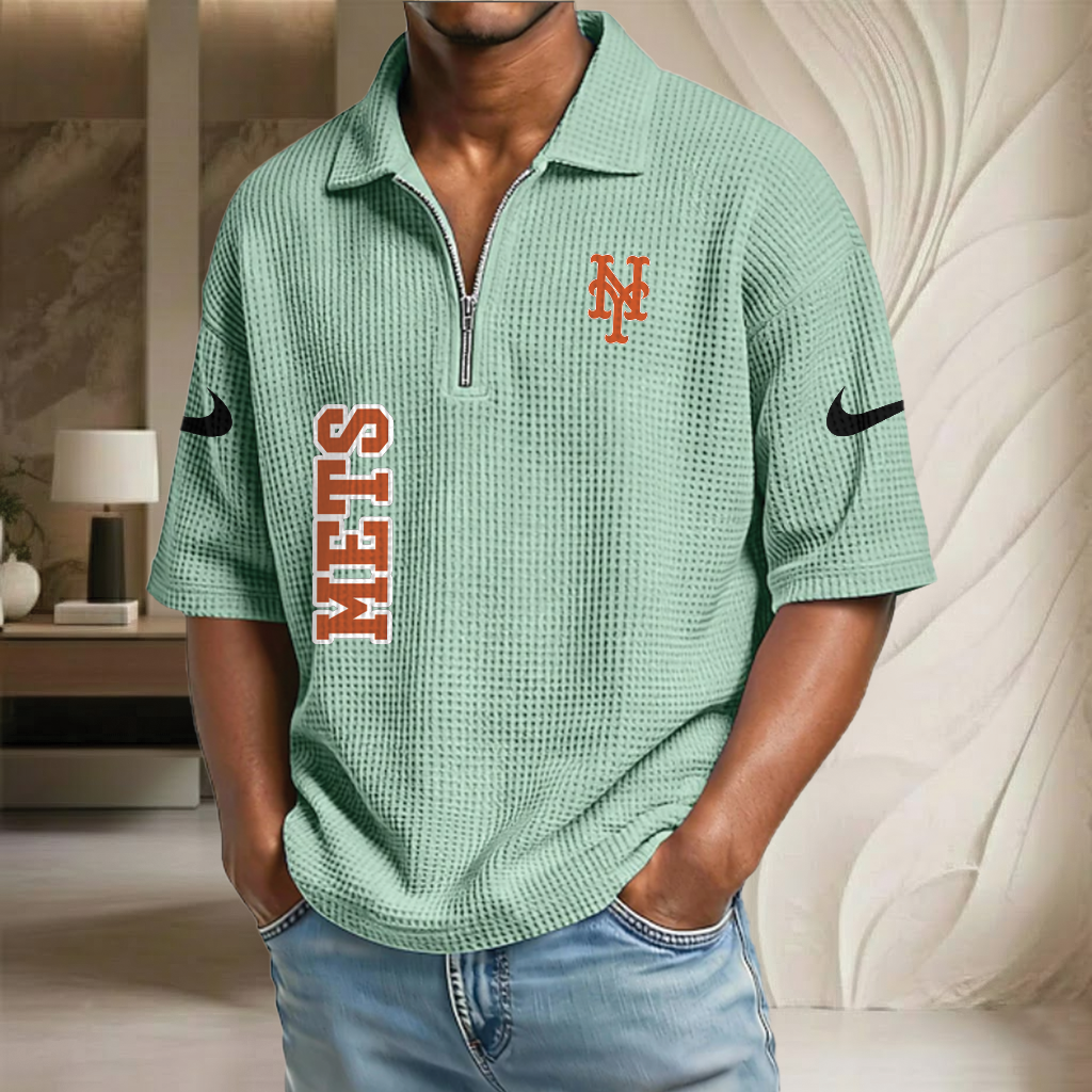 MLB x NYM Baseball Waffle Half-Zip Polo Shirt HLP HLPHUONG