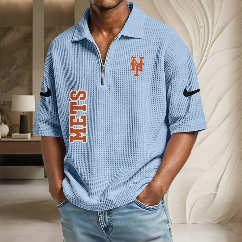 MLB x NYM Baseball Waffle Half-Zip Polo Shirt HLP HLPHUONG