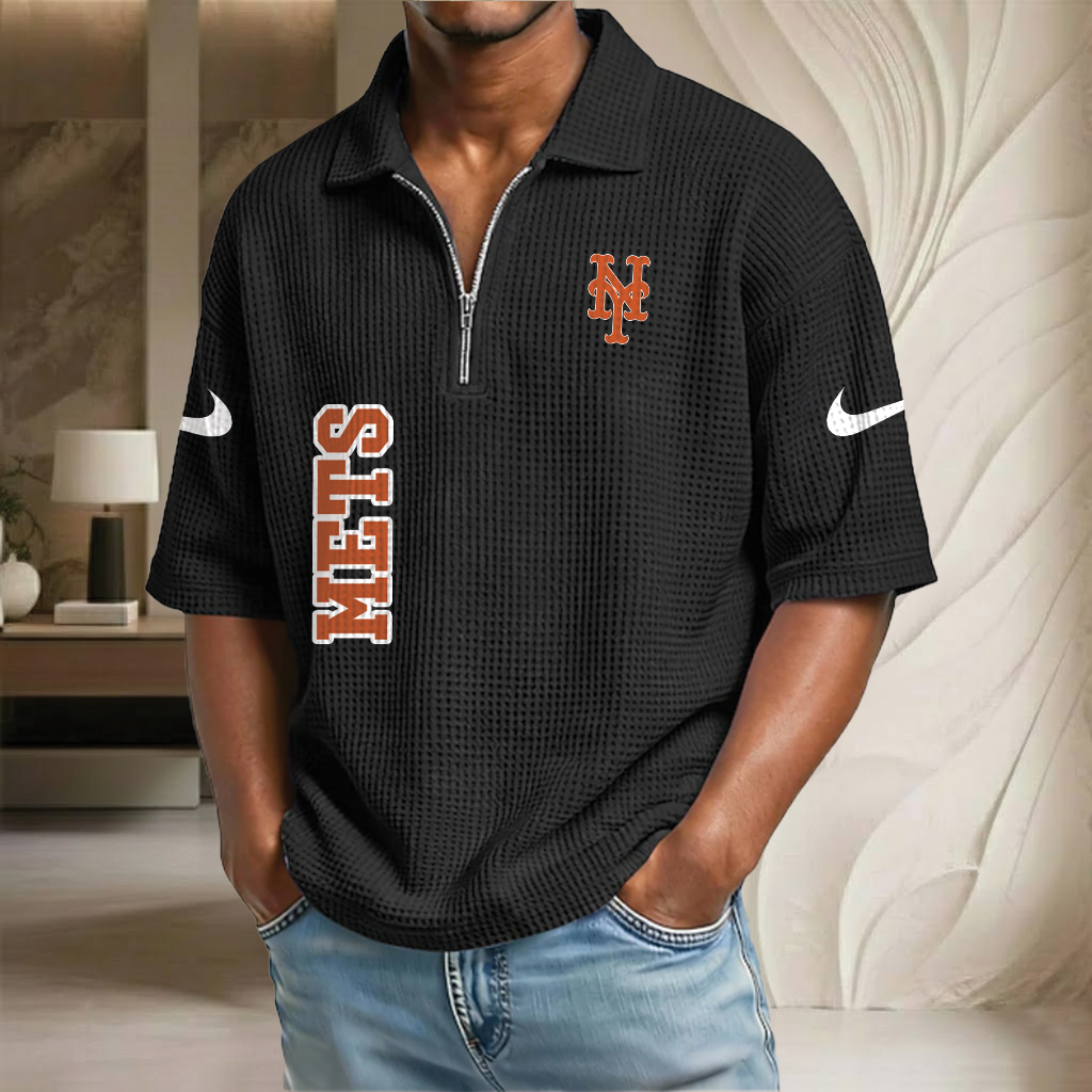 MLB x NYM Baseball Waffle Half-Zip Polo Shirt HLP HLPHUONG