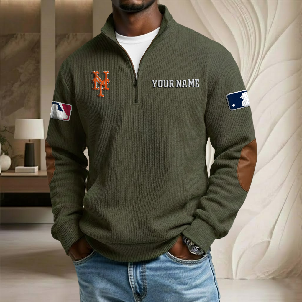 MLB x NYM Custom Name Stand Collar Half-zip Sweatshirt HLP HLPHUONG