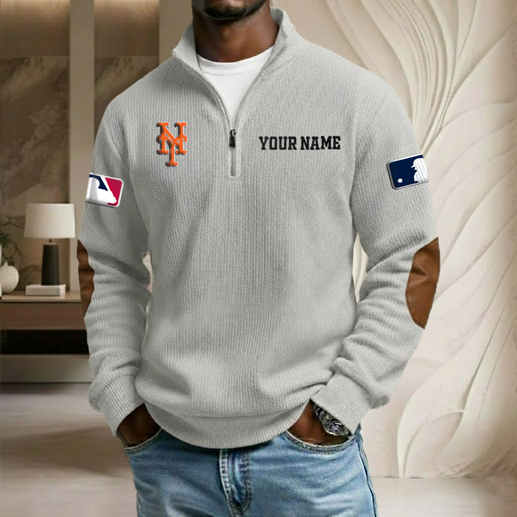 MLB x NYM Custom Name Stand Collar Half-zip Sweatshirt HLP HLPHUONG