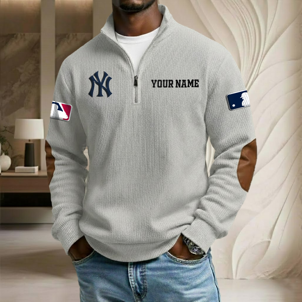 MLB x NYY Custom Name Stand Collar Half-zip Sweatshirt HLP HLPHUONG