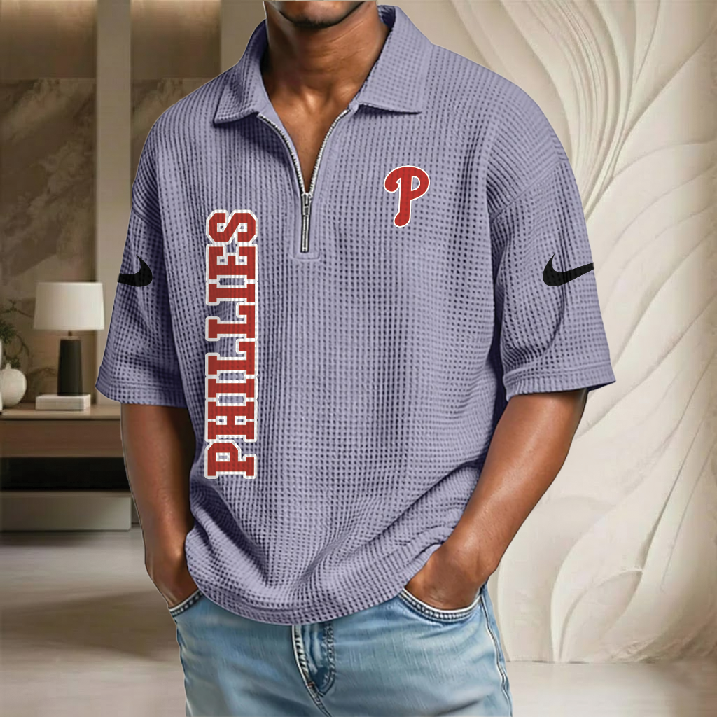 MLB x PHI Baseball Waffle Half-Zip Polo Shirt HLP HLPHUONG