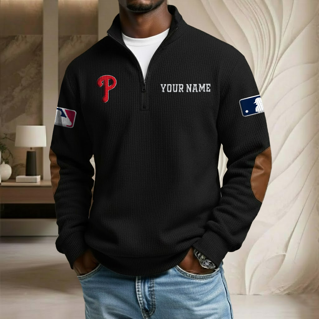 MLB x PHI Custom Name Stand Collar Half-zip Sweatshirt HLP HLPHUONG