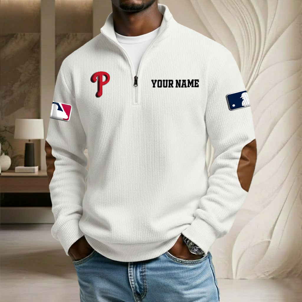 MLB x PHI Custom Name Stand Collar Half-zip Sweatshirt HLP HLPHUONG