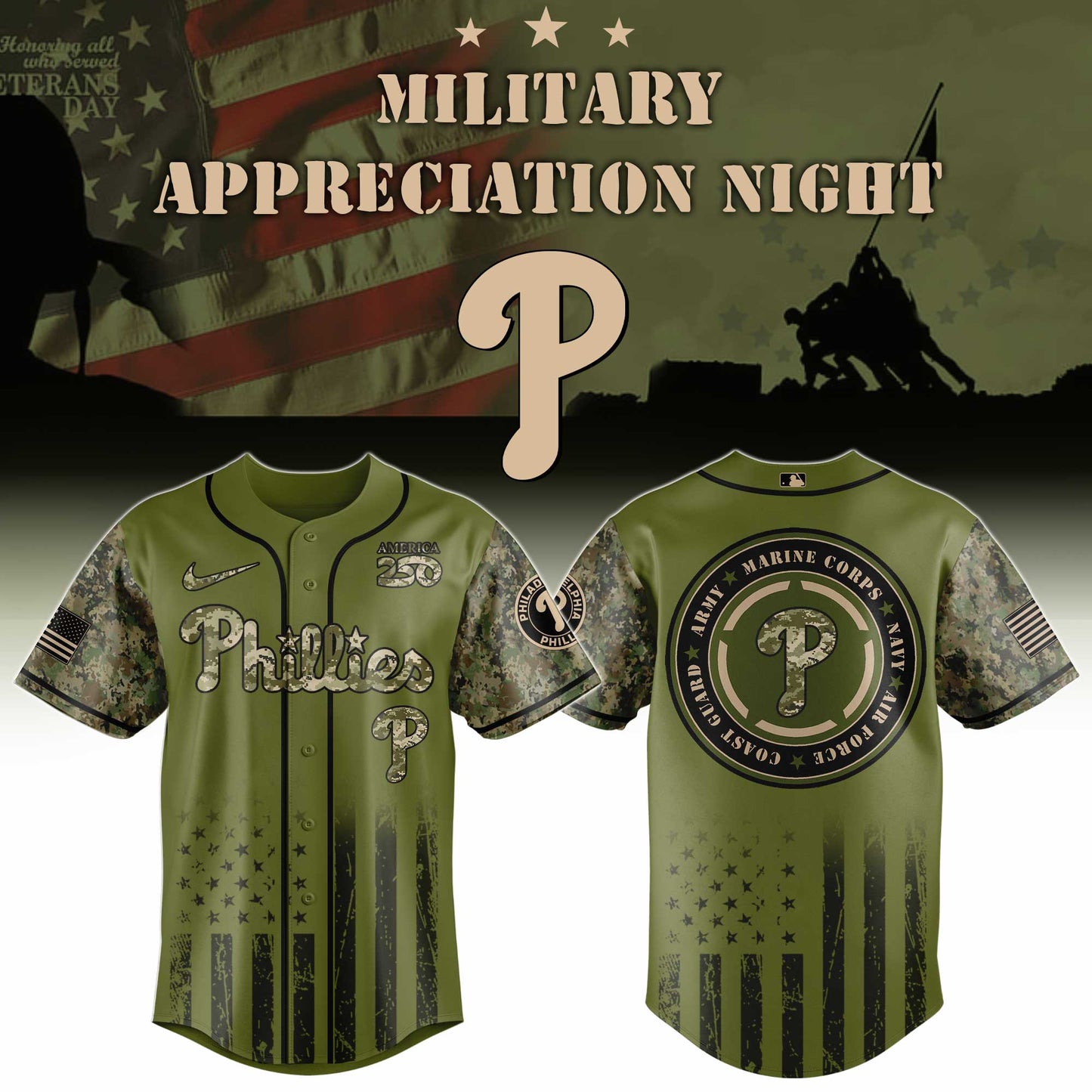 MLB x PHI Military Baseball Jersey HLP HLPHUONG