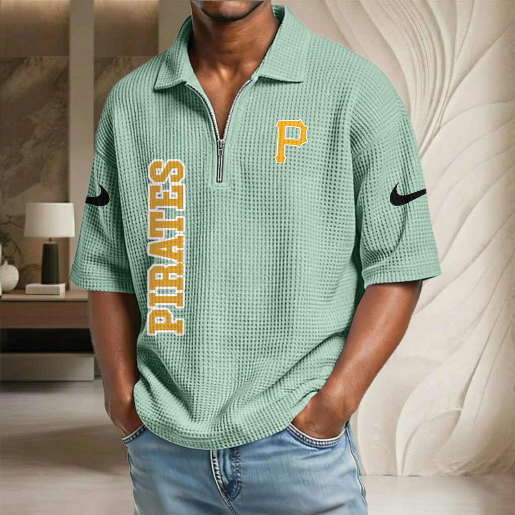 MLB x PIT Baseball Waffle Half-Zip Polo Shirt HLP HLPHUONG