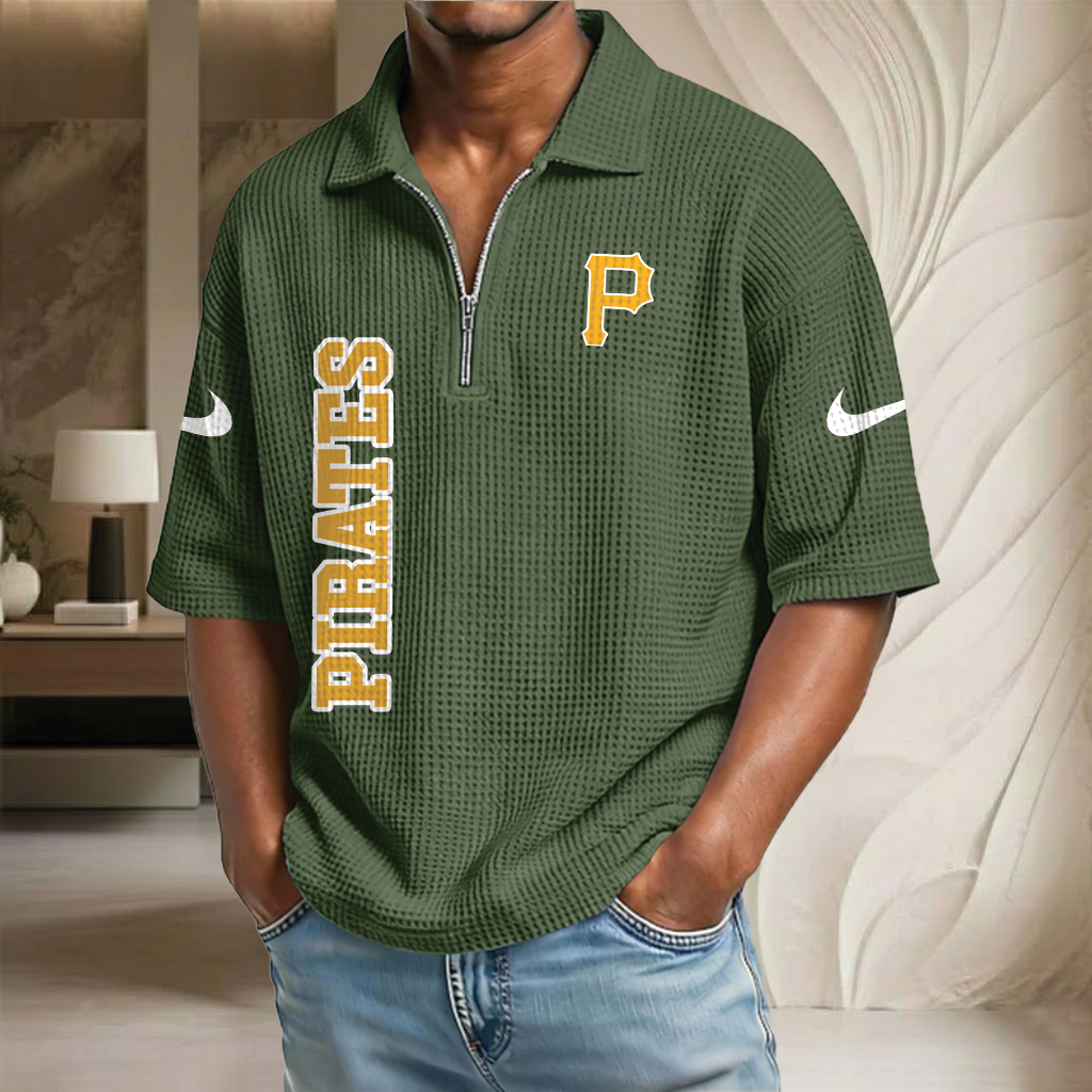 MLB x PIT Baseball Waffle Half-Zip Polo Shirt HLP HLPHUONG