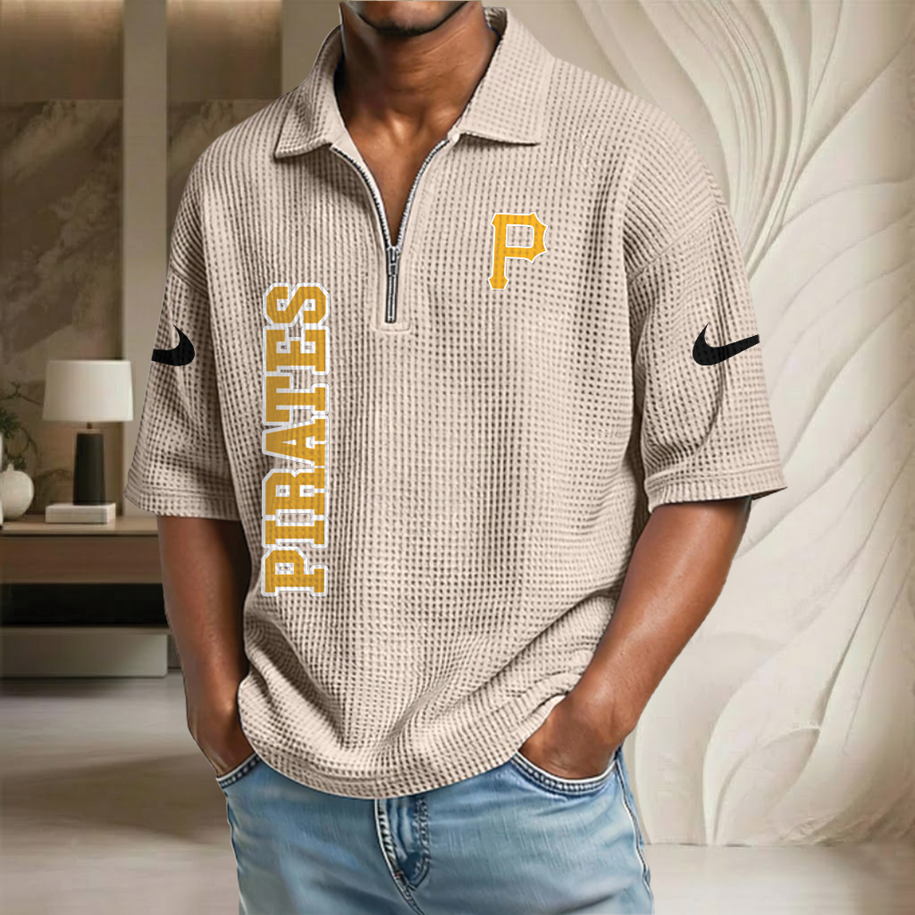 MLB x PIT Baseball Waffle Half-Zip Polo Shirt HLP HLPHUONG