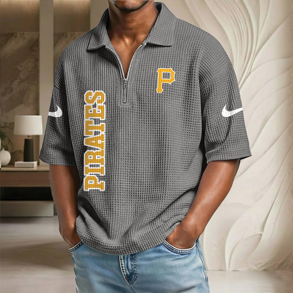 MLB x PIT Baseball Waffle Half-Zip Polo Shirt HLP HLPHUONG