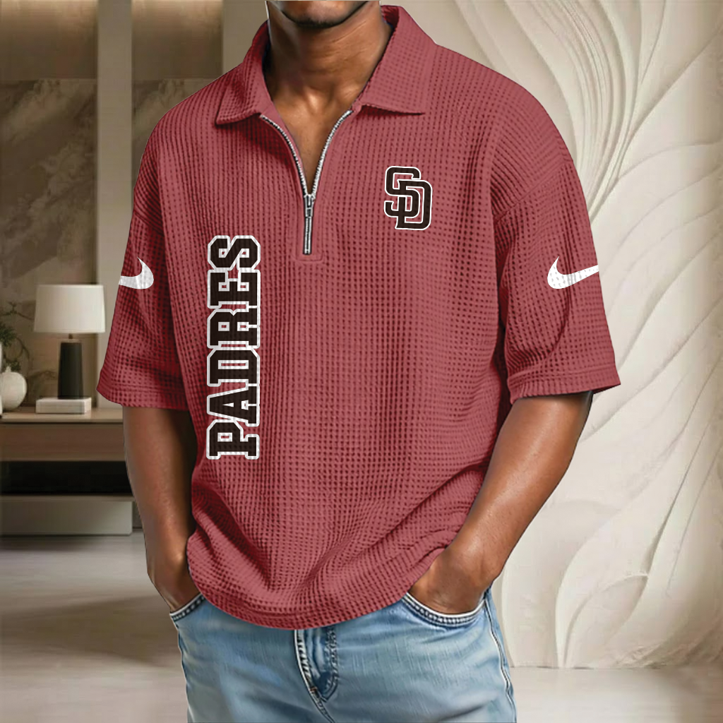 MLB x SD Baseball Waffle Half-Zip Polo Shirt HLP HLPHUONG