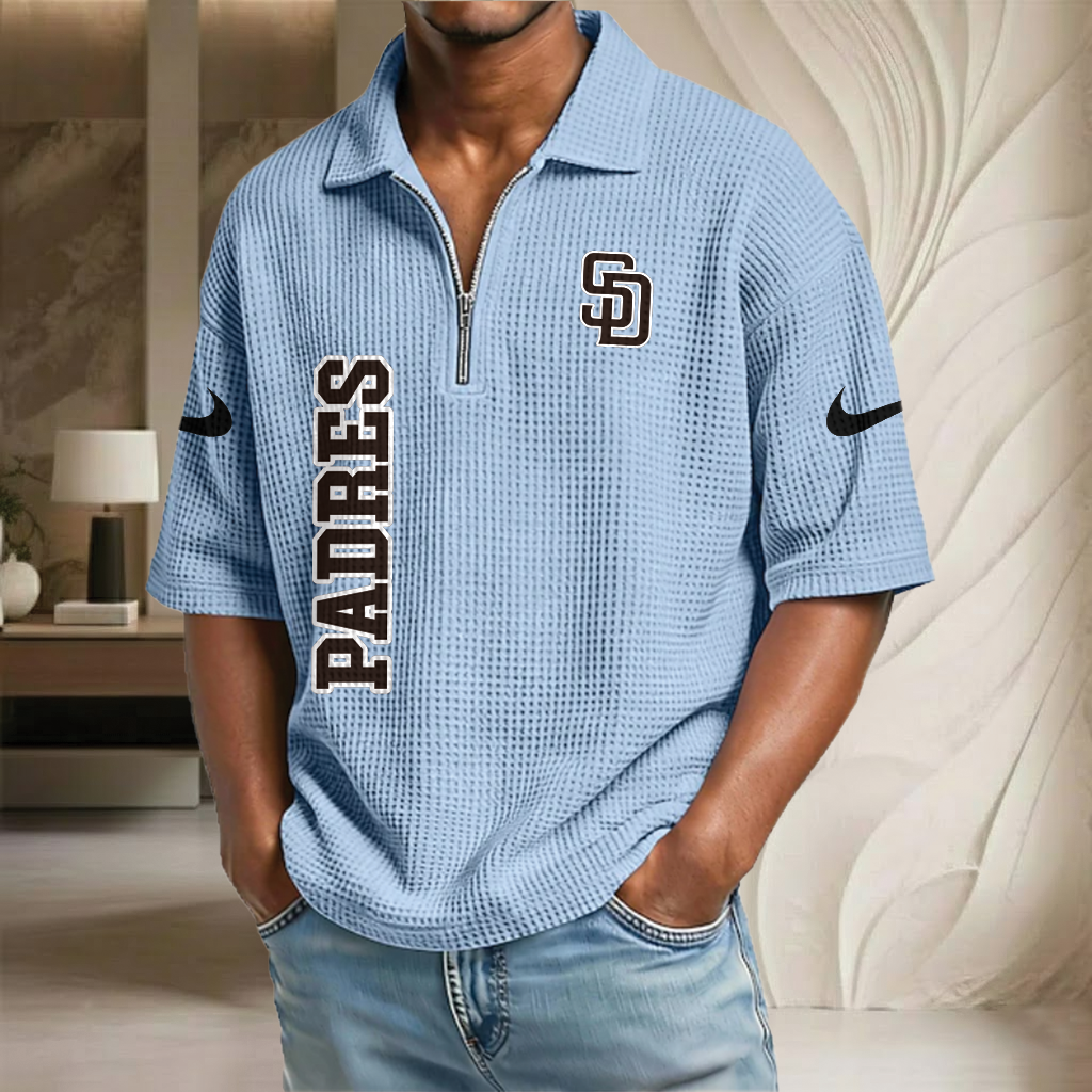 MLB x SD Baseball Waffle Half-Zip Polo Shirt HLP HLPHUONG