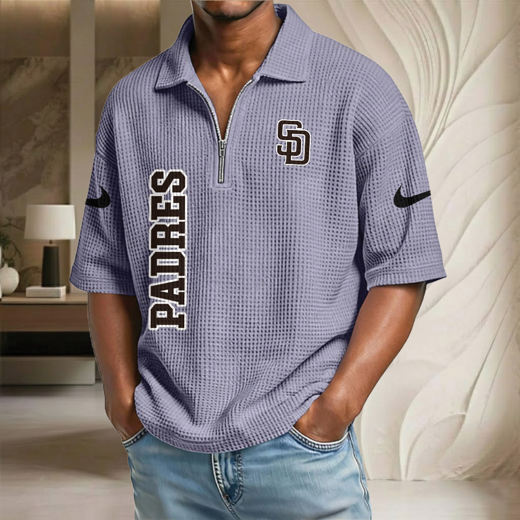 MLB x SD Baseball Waffle Half-Zip Polo Shirt HLP HLPHUONG