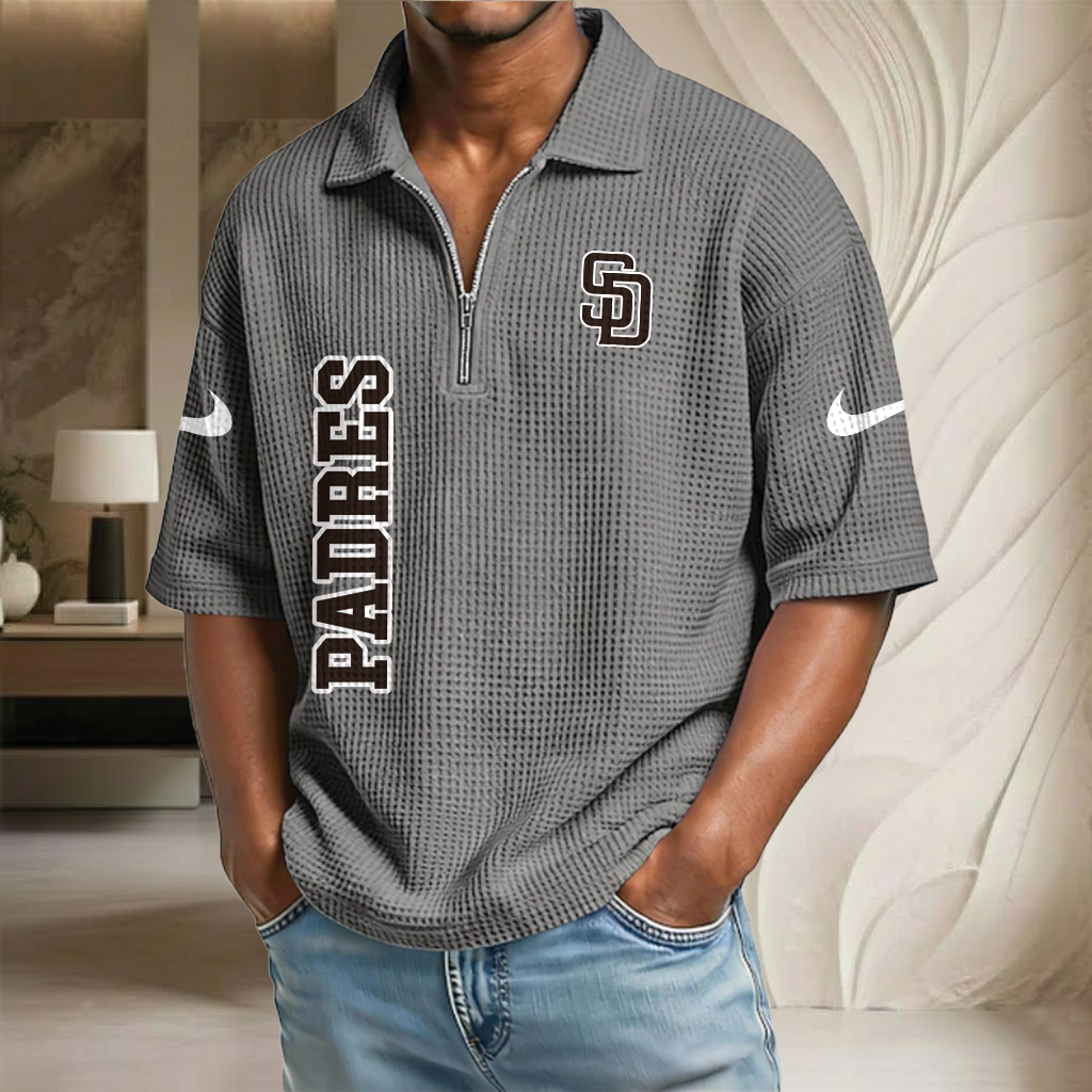 MLB x SD Baseball Waffle Half-Zip Polo Shirt HLP HLPHUONG