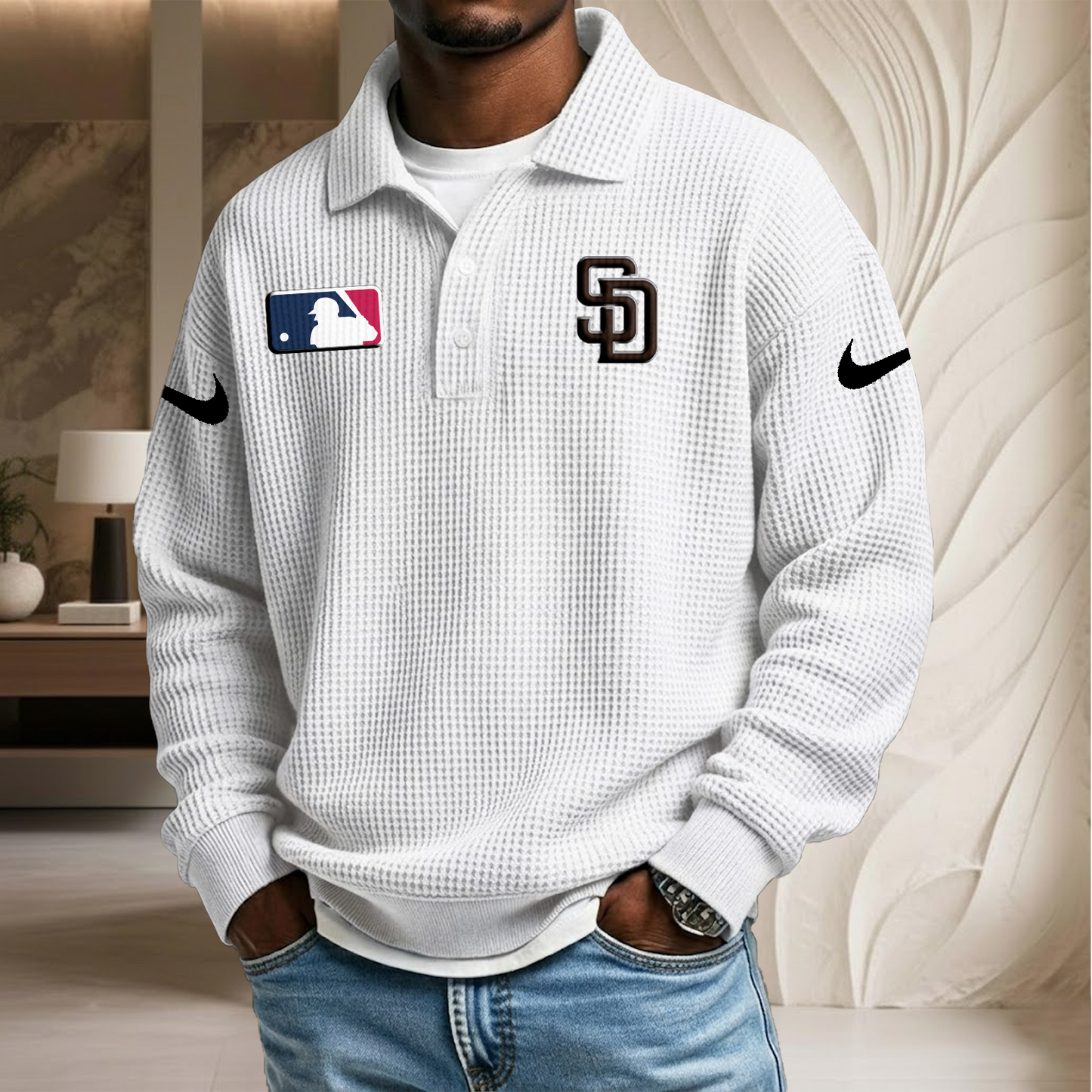 MLB x SD Waffle Three Button Lapel Polo HLP HLPHUONG