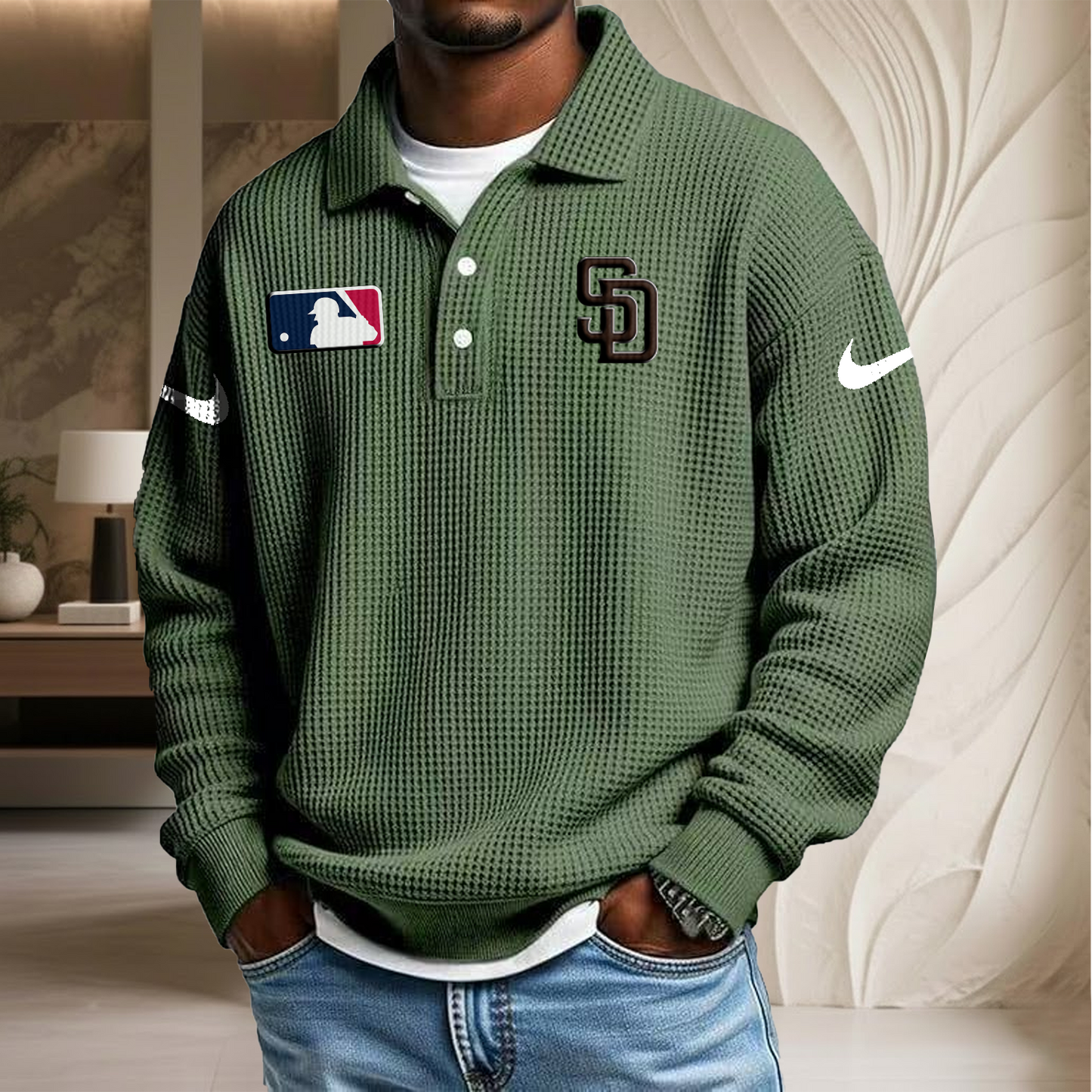 MLB x SD Waffle Three Button Lapel Polo HLP HLPHUONG