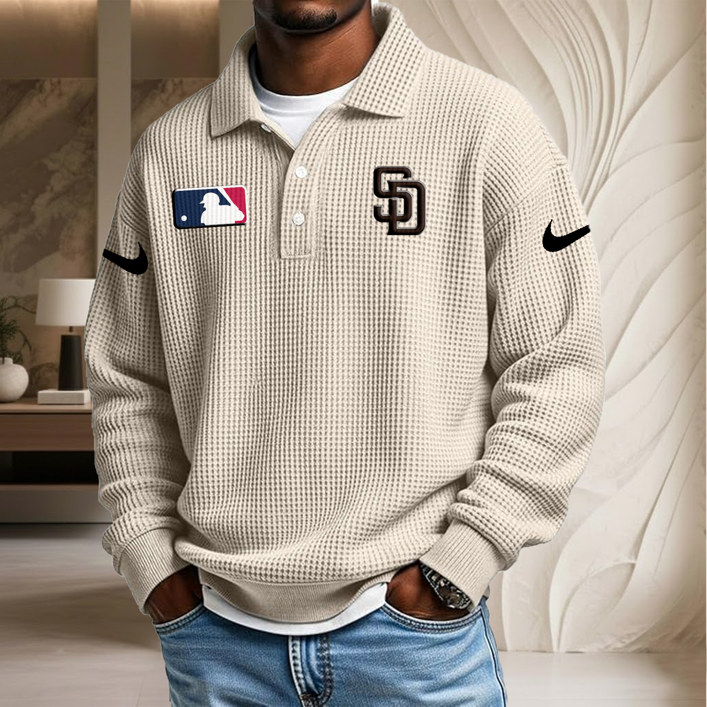 MLB x SD Waffle Three Button Lapel Polo HLP HLPHUONG