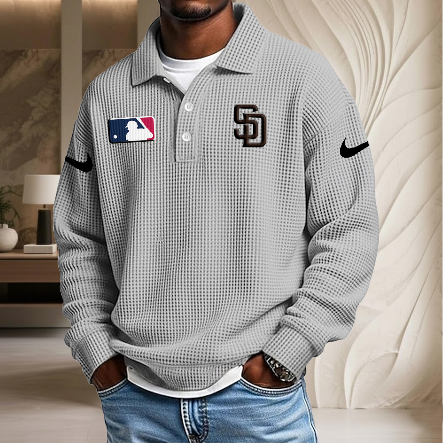MLB x SD Waffle Three Button Lapel Polo HLP HLPHUONG