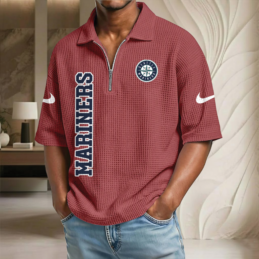 MLB x SEA Baseball Waffle Half-Zip Polo Shirt HLP HLPHUONG