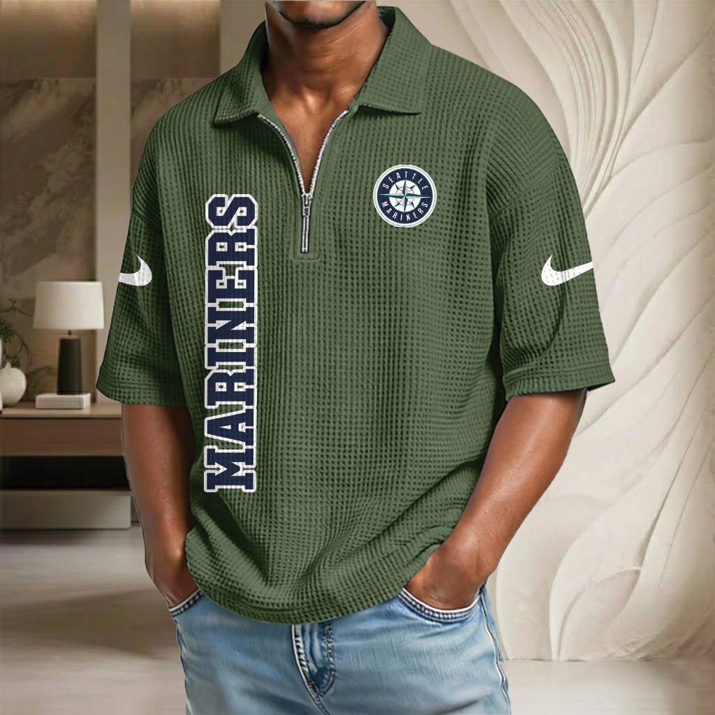 MLB x SEA Baseball Waffle Half-Zip Polo Shirt HLP HLPHUONG