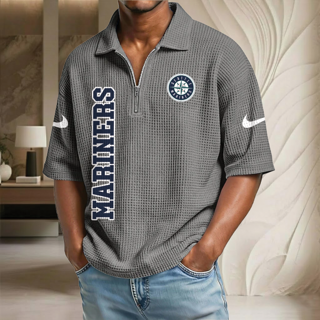 MLB x SEA Baseball Waffle Half-Zip Polo Shirt HLP HLPHUONG