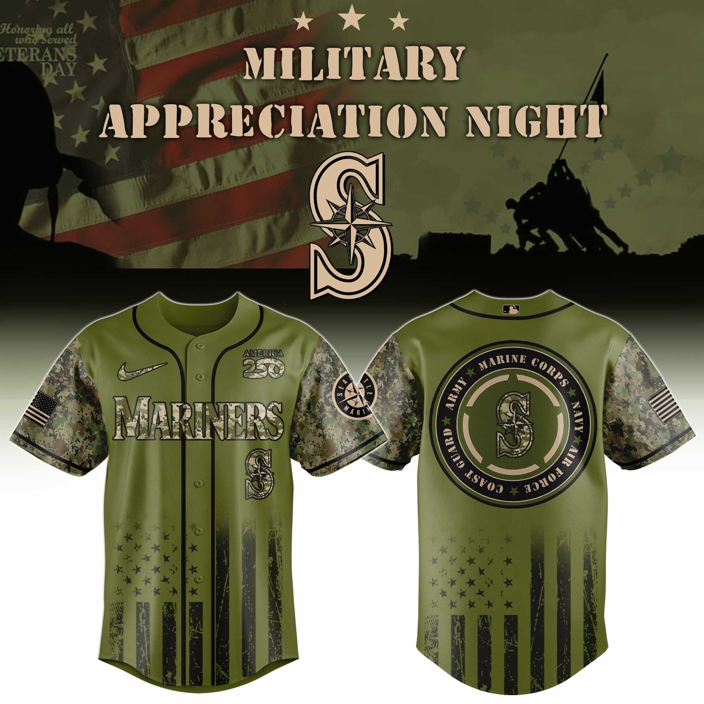 MLB x SEA Military Baseball Jersey HLP HLPHUONG