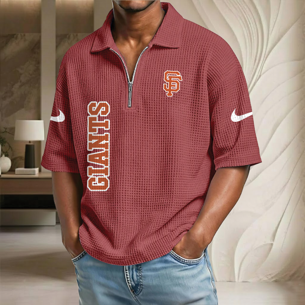 MLB x SF Baseball Waffle Half-Zip Polo Shirt HLP HLPHUONG