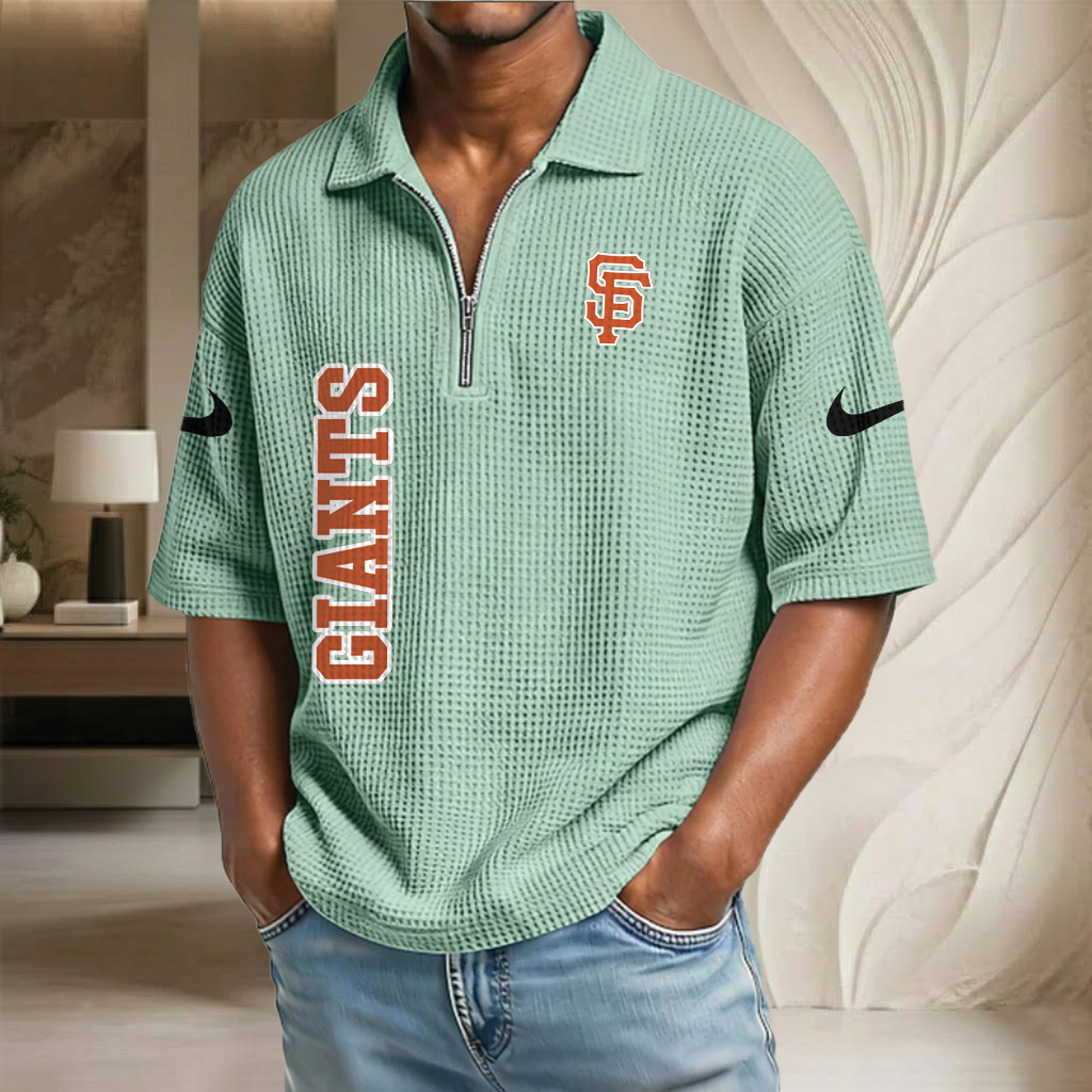MLB x SF Baseball Waffle Half-Zip Polo Shirt HLP HLPHUONG