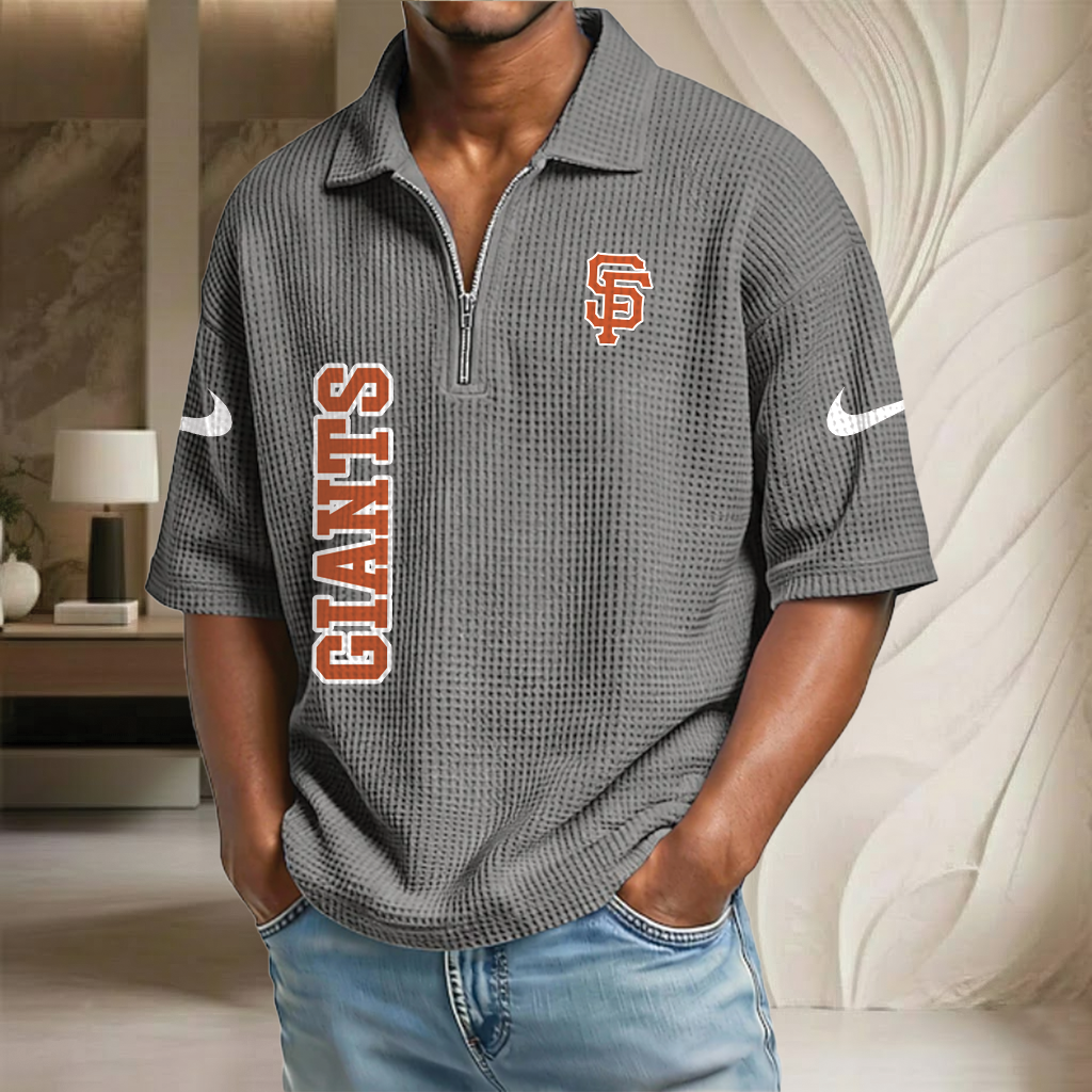 MLB x SF Baseball Waffle Half-Zip Polo Shirt HLP HLPHUONG