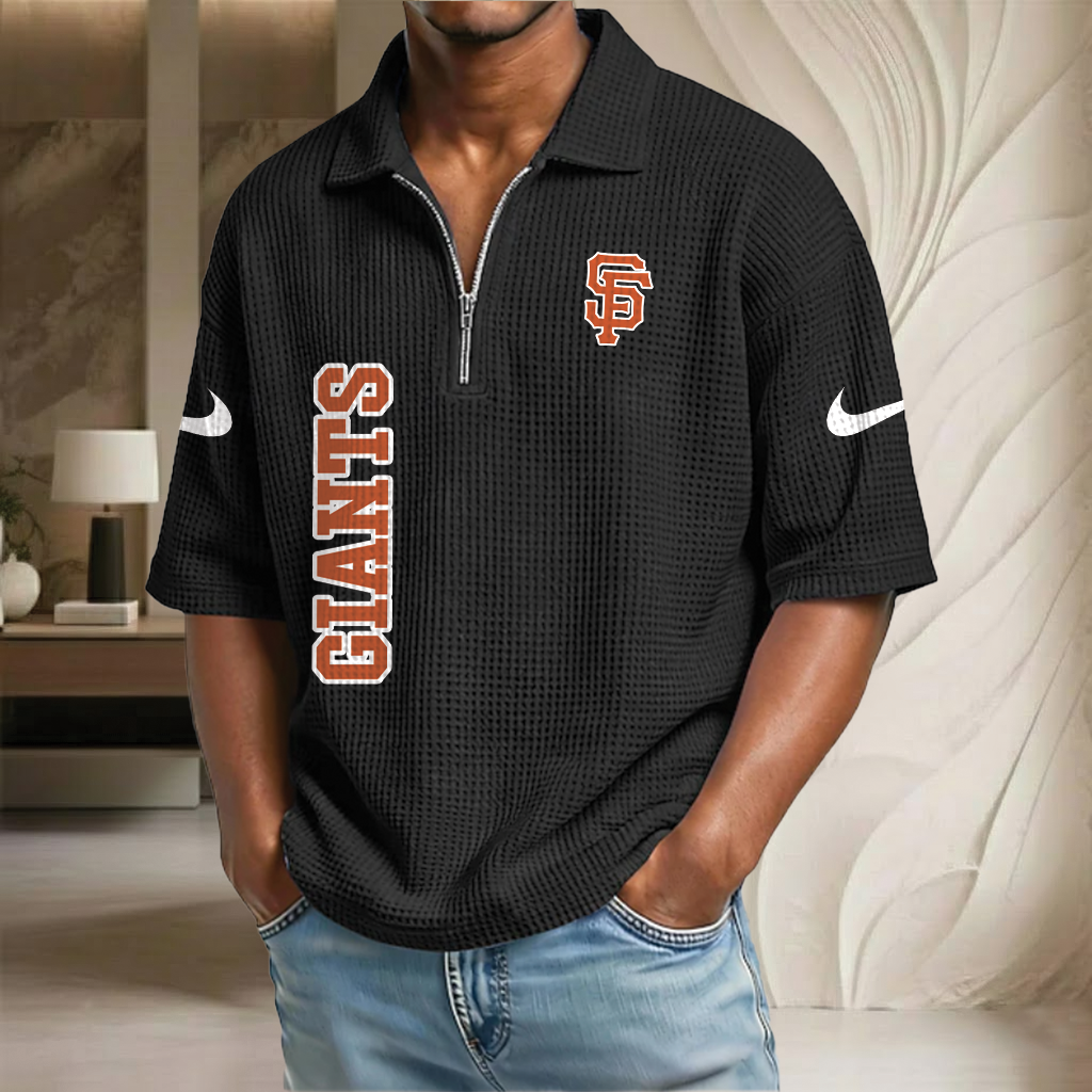 MLB x SF Baseball Waffle Half-Zip Polo Shirt HLP HLPHUONG