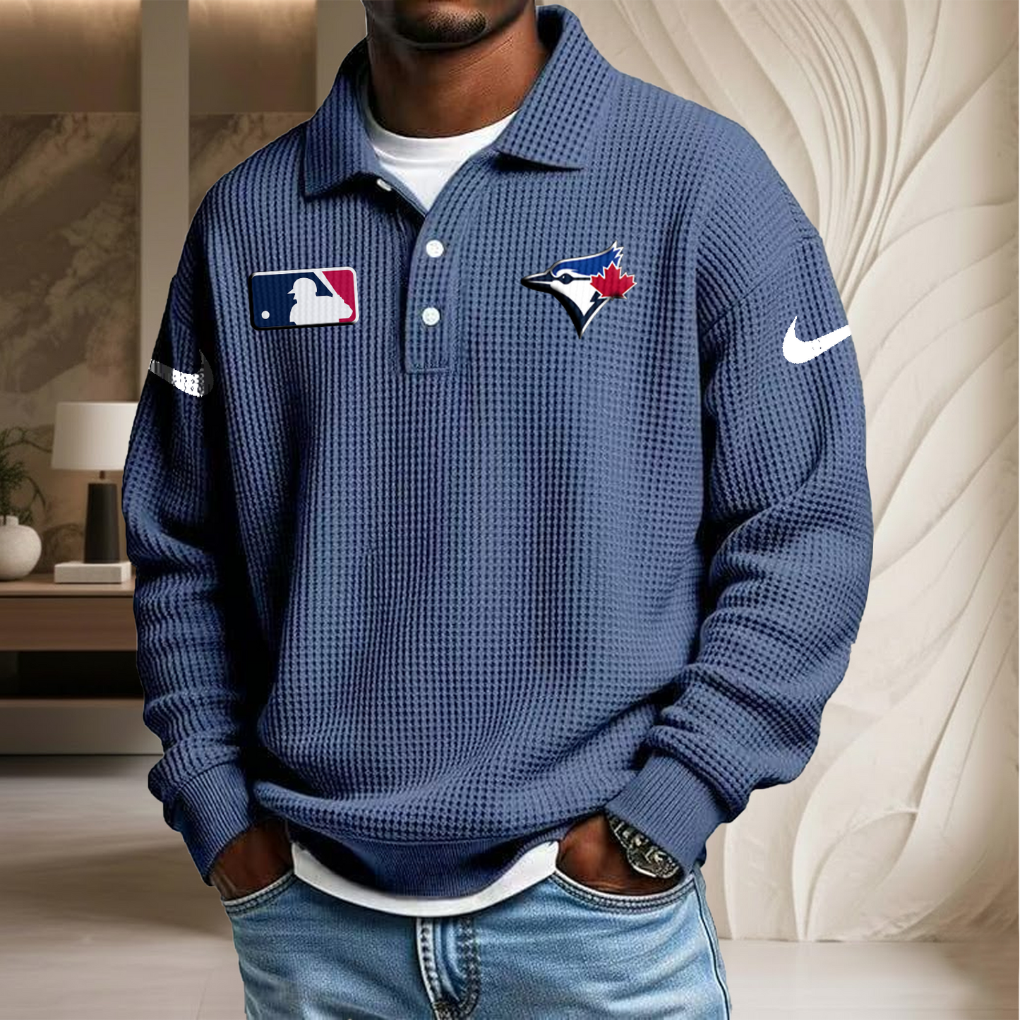 MLB x TOR Waffle Three Button Lapel Polo HLP HLPHUONG