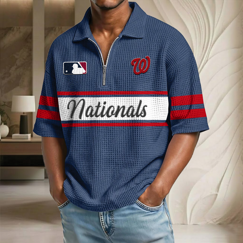 MLB x WAS Baseball Waffle Half-Zip Polo Shirt HLP HLPHUONG