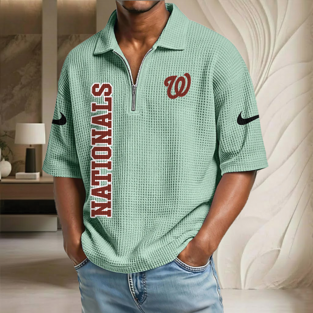 MLB x WAS Baseball Waffle Half-Zip Polo Shirt HLP HLPHUONG