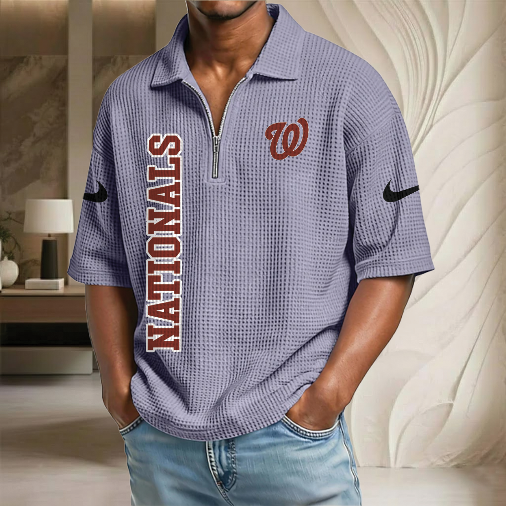 MLB x WAS Baseball Waffle Half-Zip Polo Shirt HLP HLPHUONG
