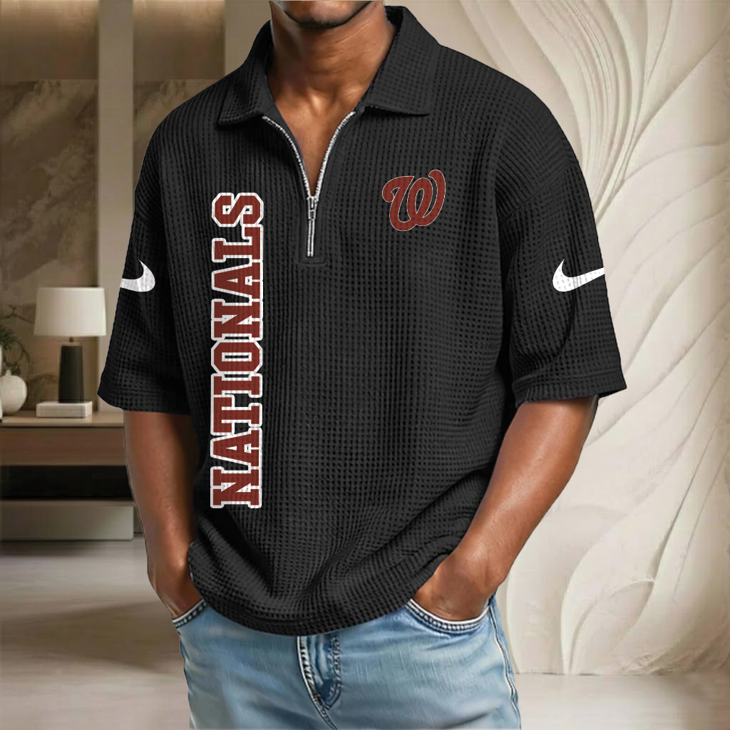 MLB x WAS Baseball Waffle Half-Zip Polo Shirt HLP HLPHUONG