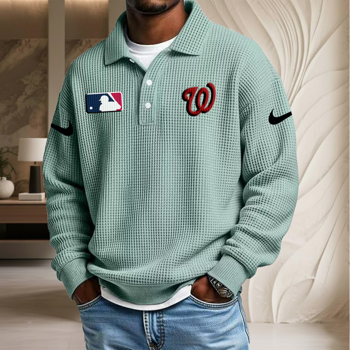 MLB x WAS Waffle Three Button Lapel Polo HLP HLPHUONG