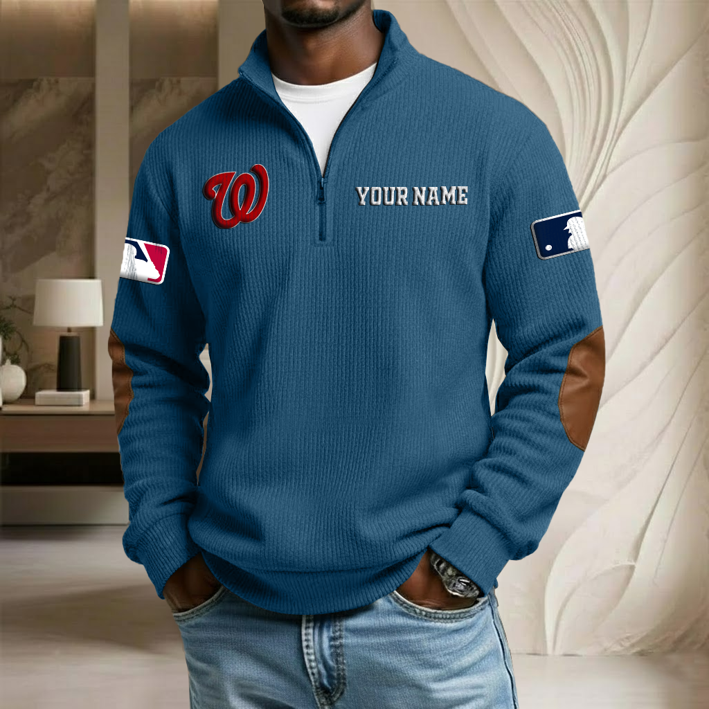 MLB x WN Custom Name Stand Collar Half-zip Sweatshirt HLP HLPHUONG