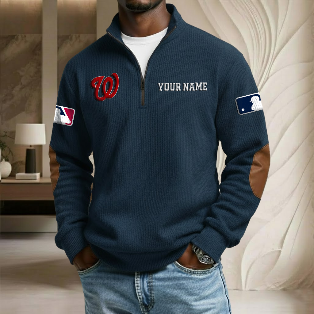 MLB x WN Custom Name Stand Collar Half-zip Sweatshirt HLP HLPHUONG