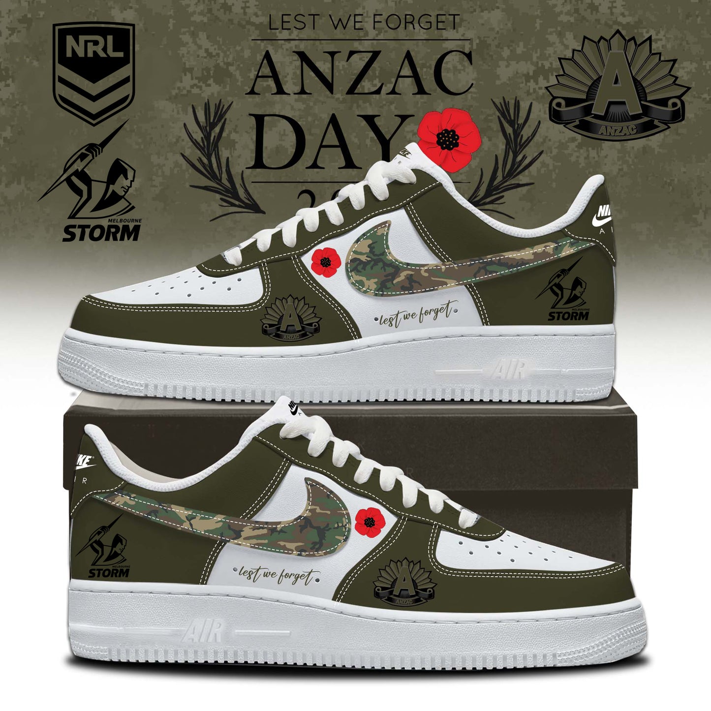 MS x NRL Anniversary Anzac Day AF1 Sneakers DDT TTTZ