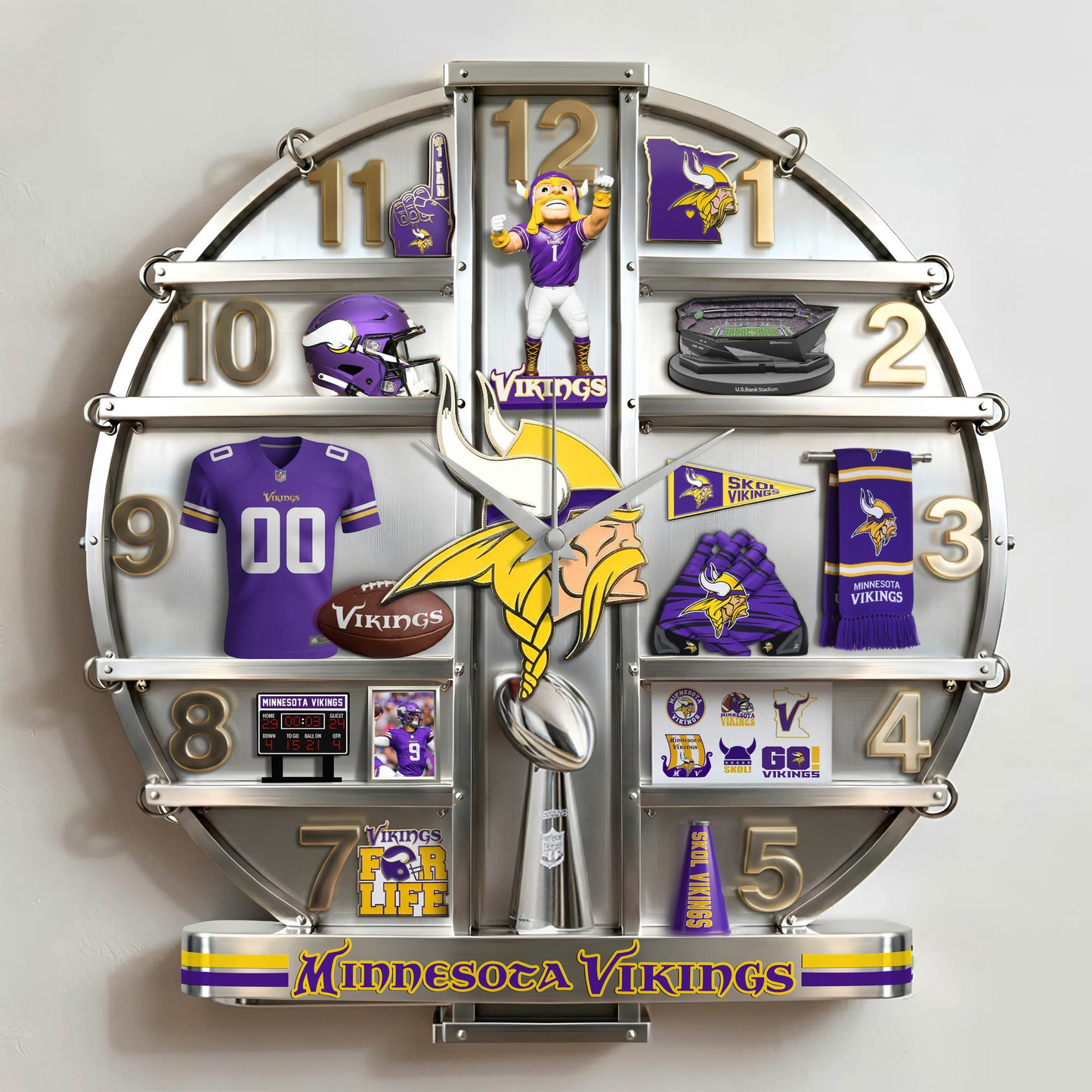MV x NFL Home Decorative 3D Visual Effect Acrylic Wall Clock NAK CTKT