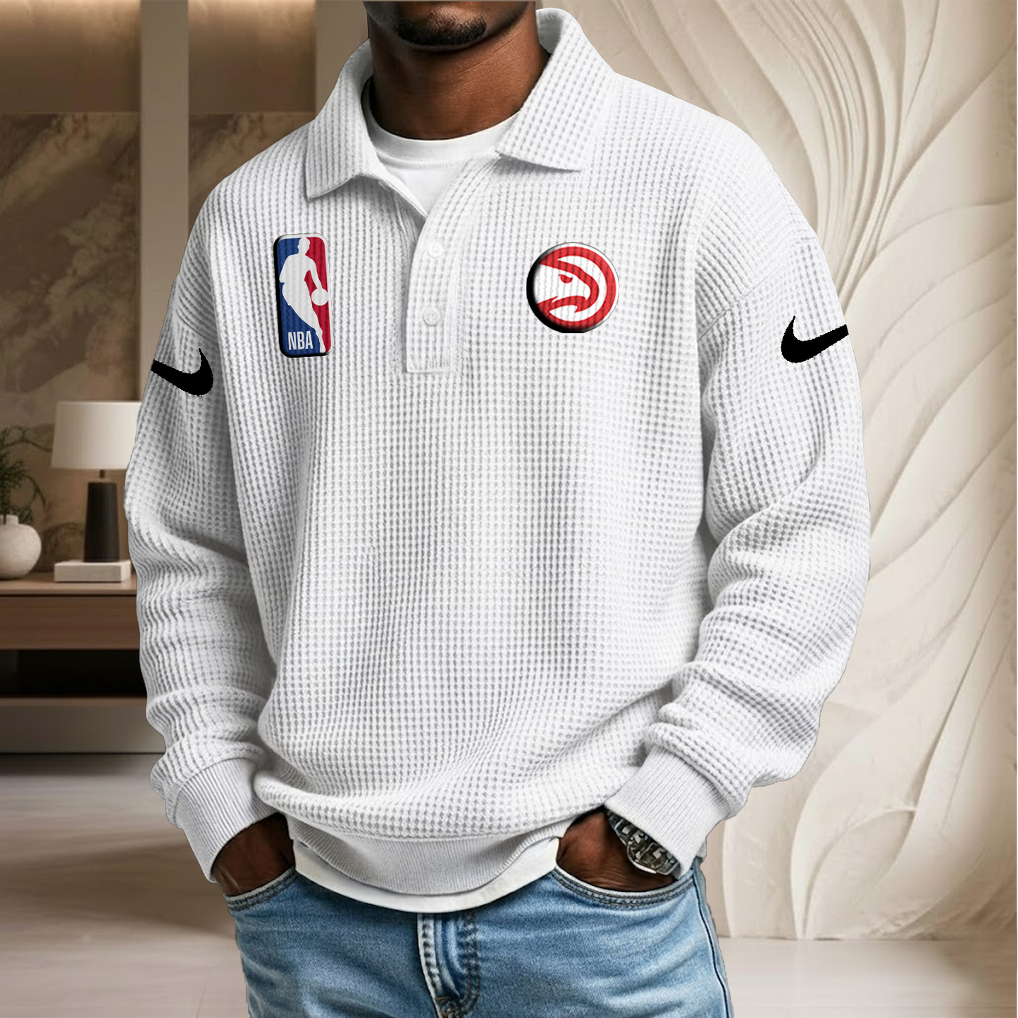 NBA x AH Waffle Three Button Lapel Polo HLP HLPHUONG