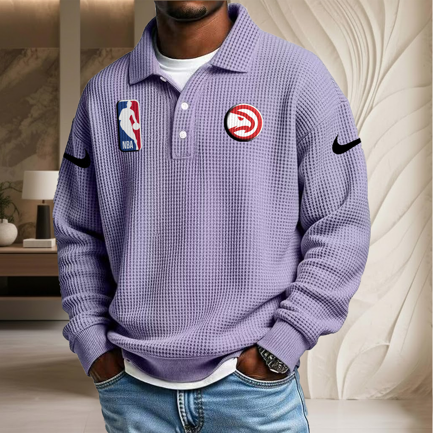 NBA x AH Waffle Three Button Lapel Polo HLP HLPHUONG