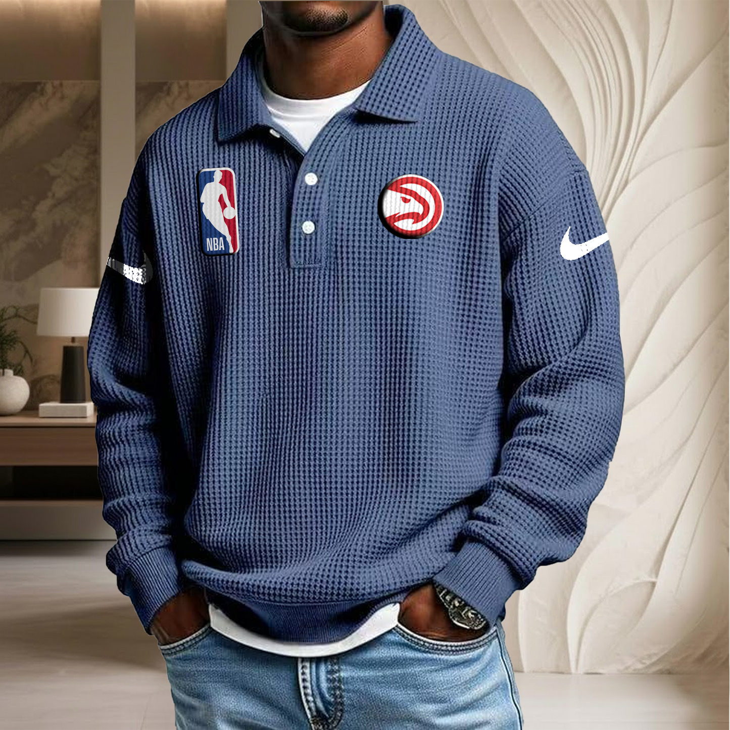 NBA x AH Waffle Three Button Lapel Polo HLP HLPHUONG