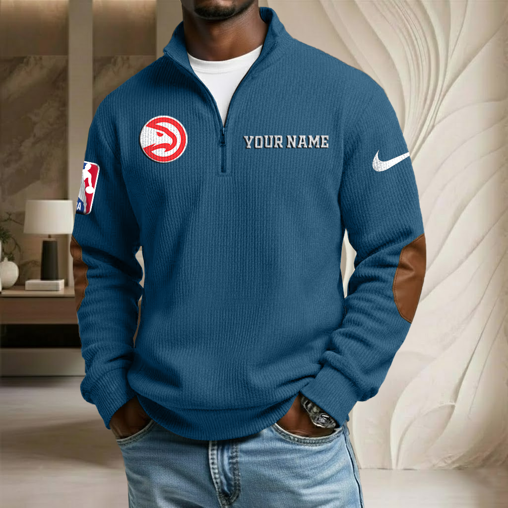 NBA x ATL Custom Name Stand Collar Half-zip Sweatshirt HLP HLPHUONG