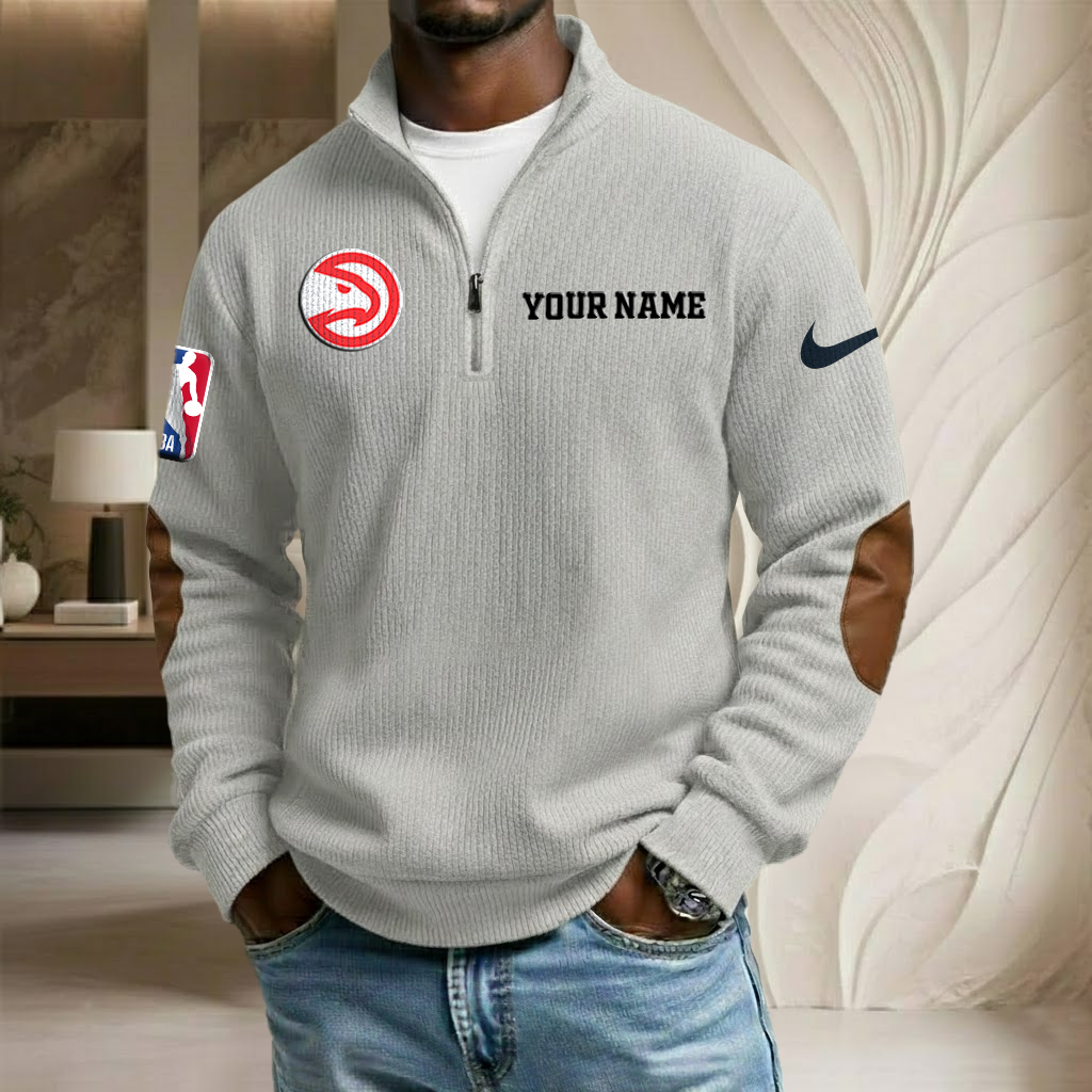 NBA x ATL Custom Name Stand Collar Half-zip Sweatshirt HLP HLPHUONG