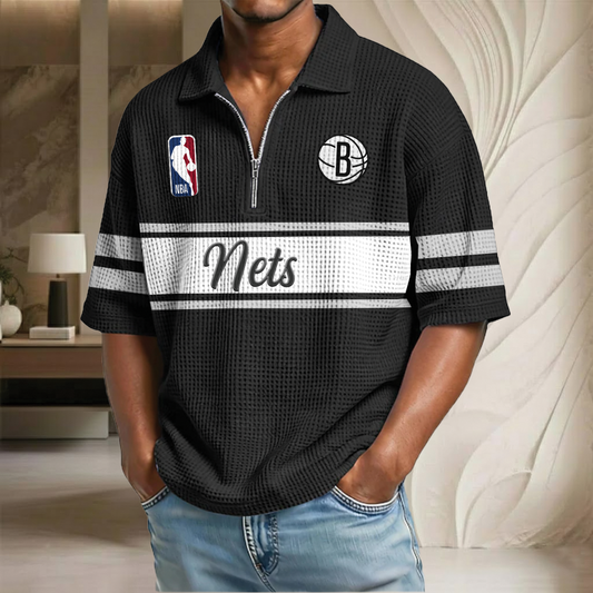 NBA x BN Basketball Waffle Half-Zip Polo Shirt HLP HLPHUONG