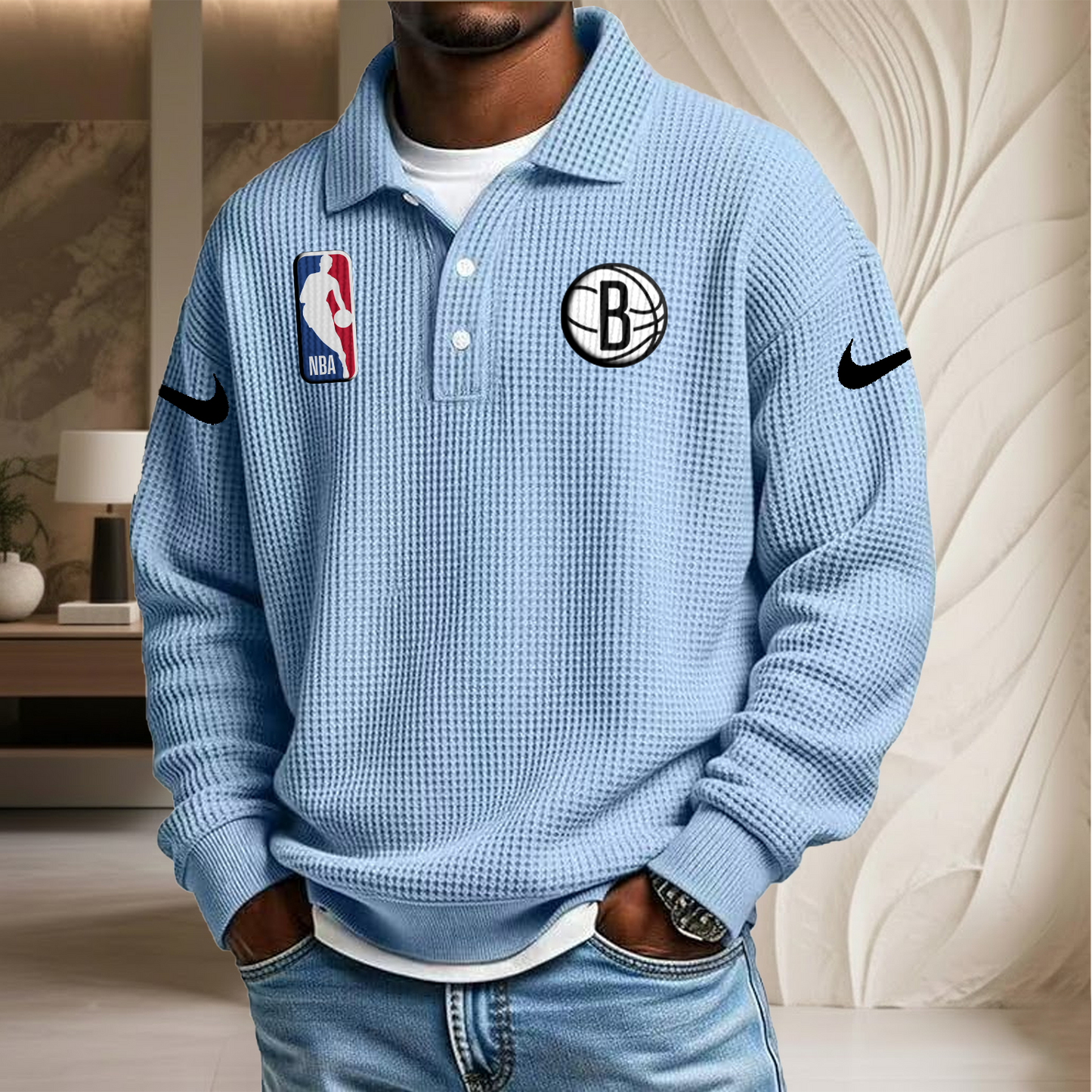NBA x BN Waffle Three Button Lapel Polo HLP HLPHUONG