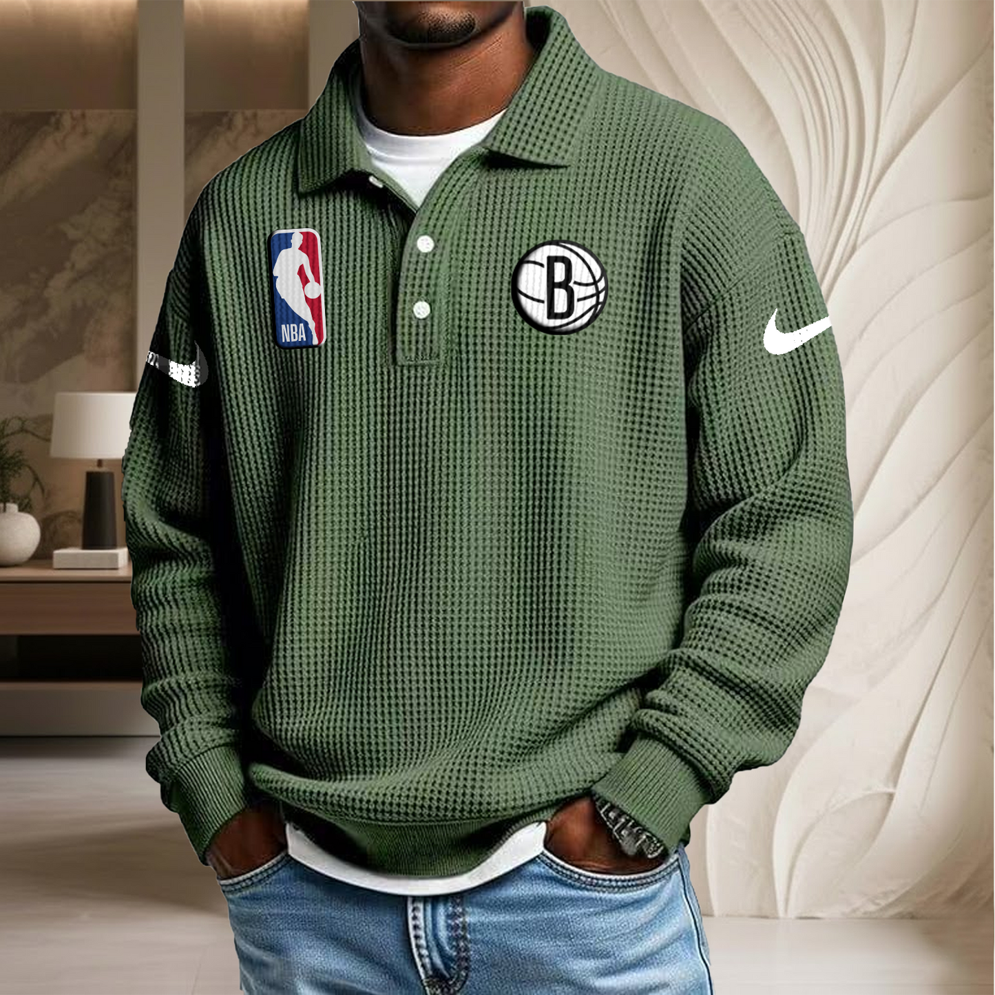 NBA x BN Waffle Three Button Lapel Polo HLP HLPHUONG