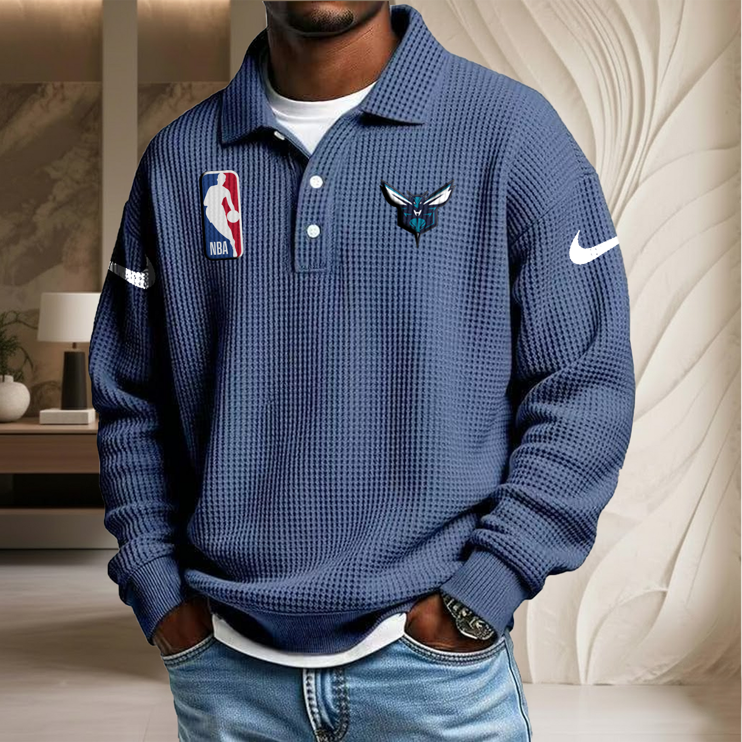 NBA x CH Waffle Three Button Lapel Polo HLP HLPHUONG