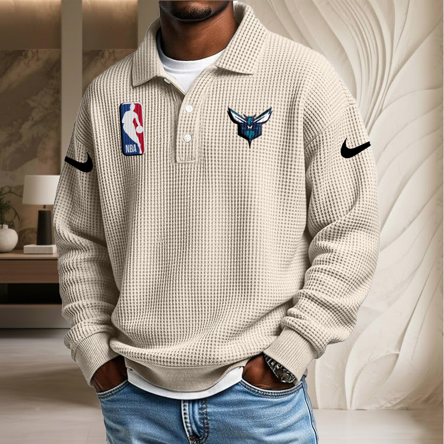 NBA x CH Waffle Three Button Lapel Polo HLP HLPHUONG